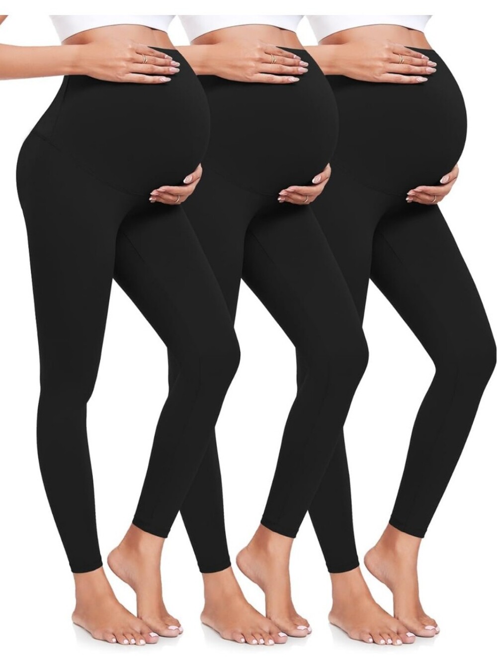 Maternity High-Waist Black Leggings - Supportive Stretch
